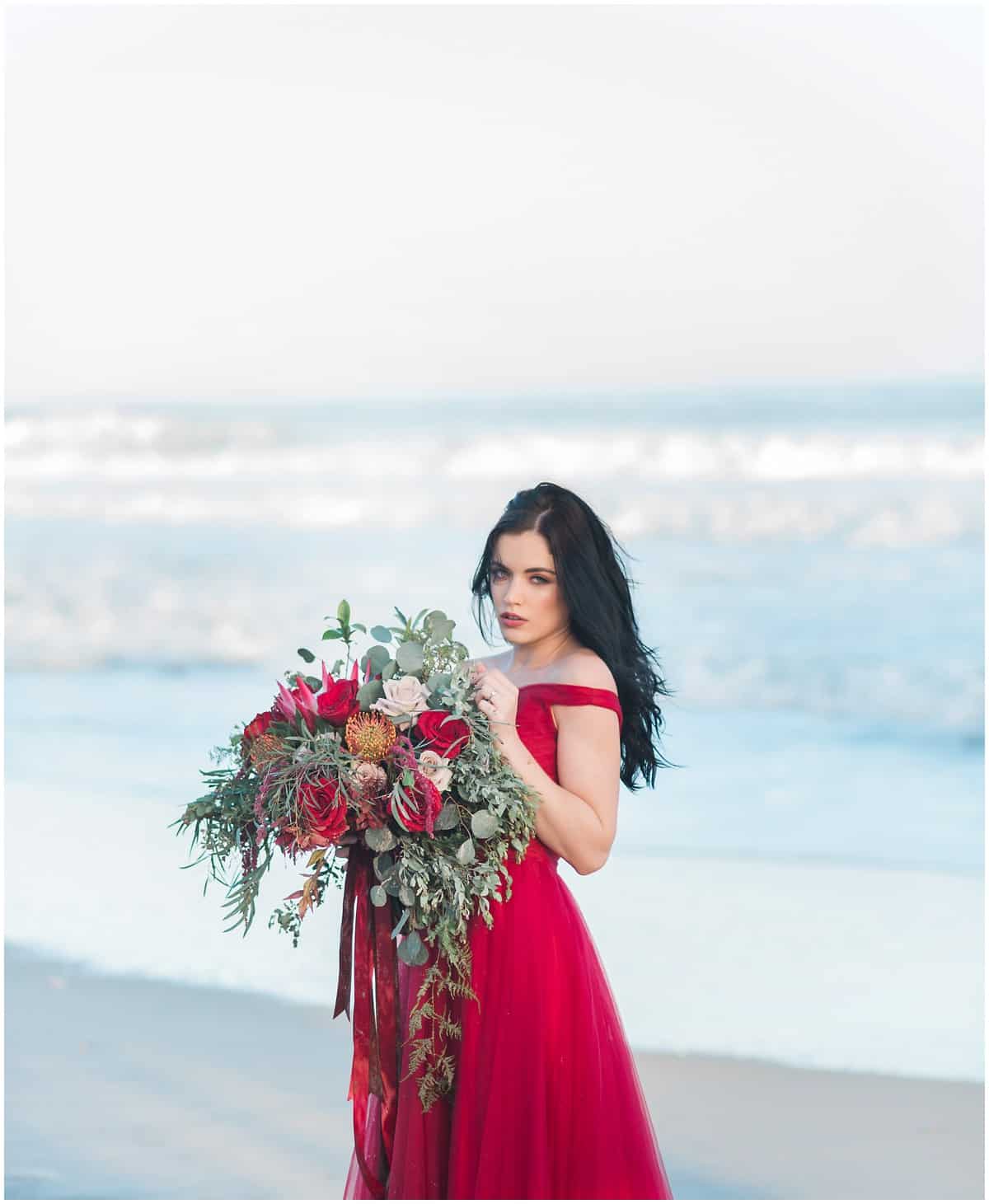 Red To Black Wedding Inspiration Fine Art Beach Photography