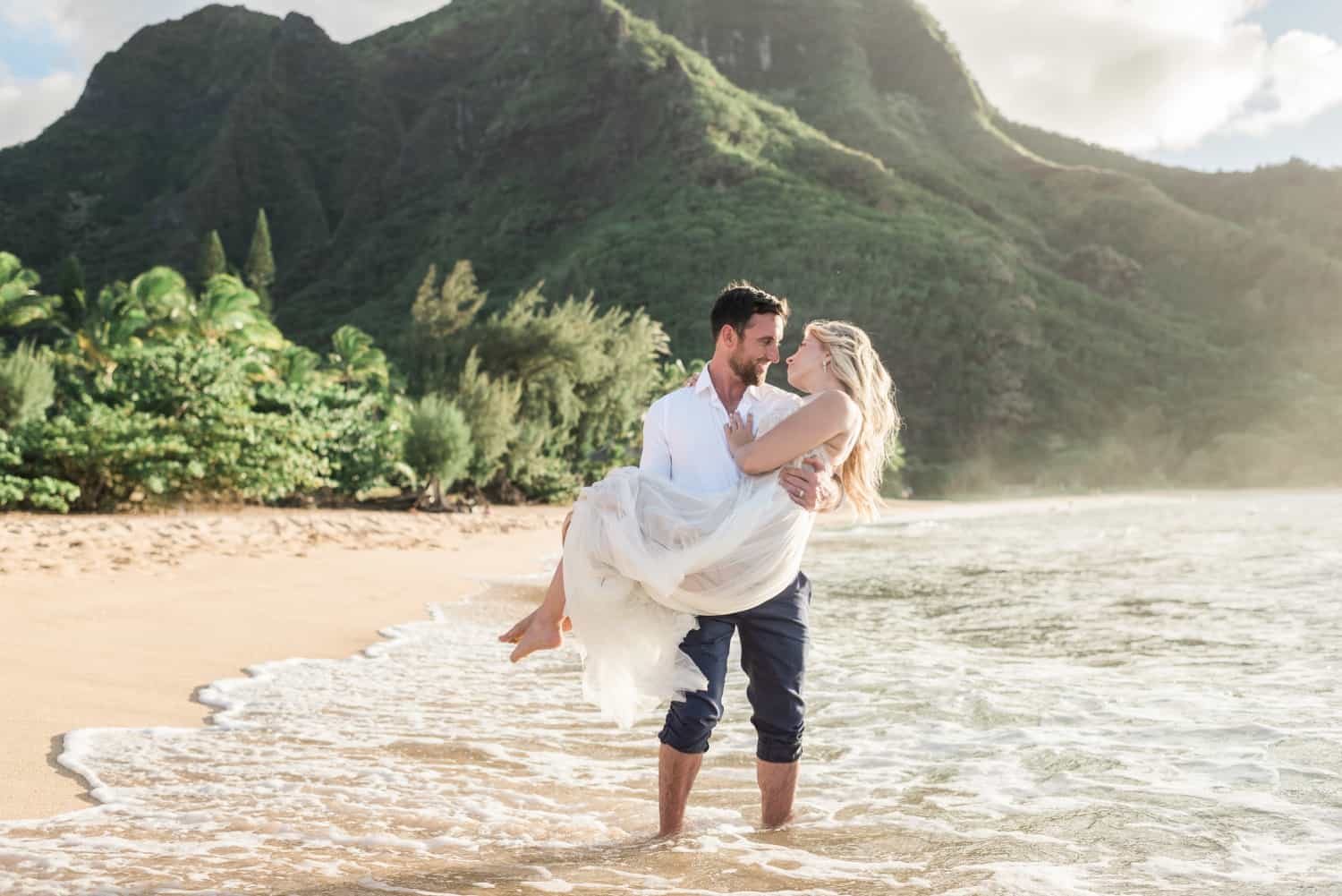 Kauai Elopement Photographer - Tunnels Beach Wedding