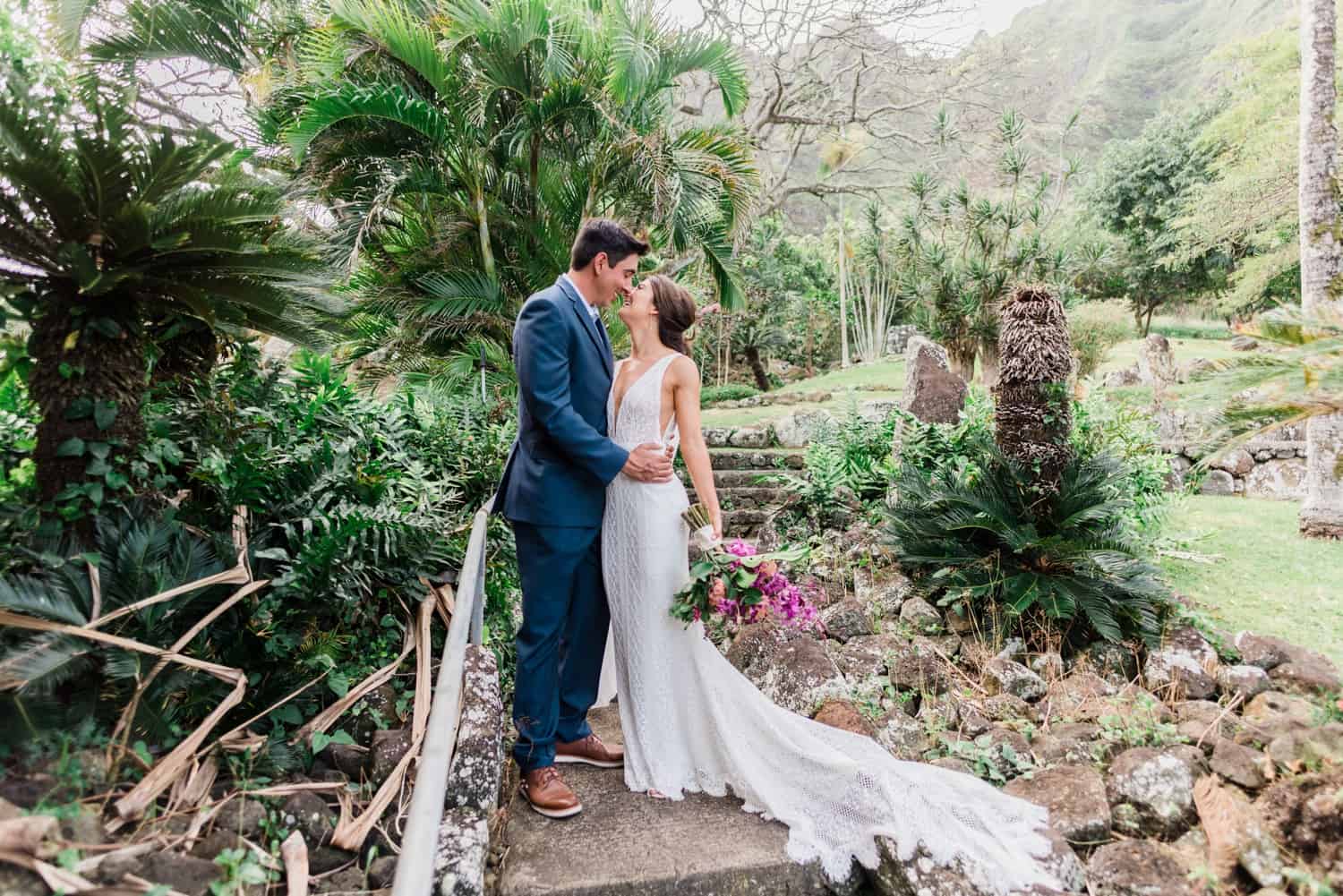 Rachel & Sam Wedding at Kualoa Ranch, Paliku Gardens