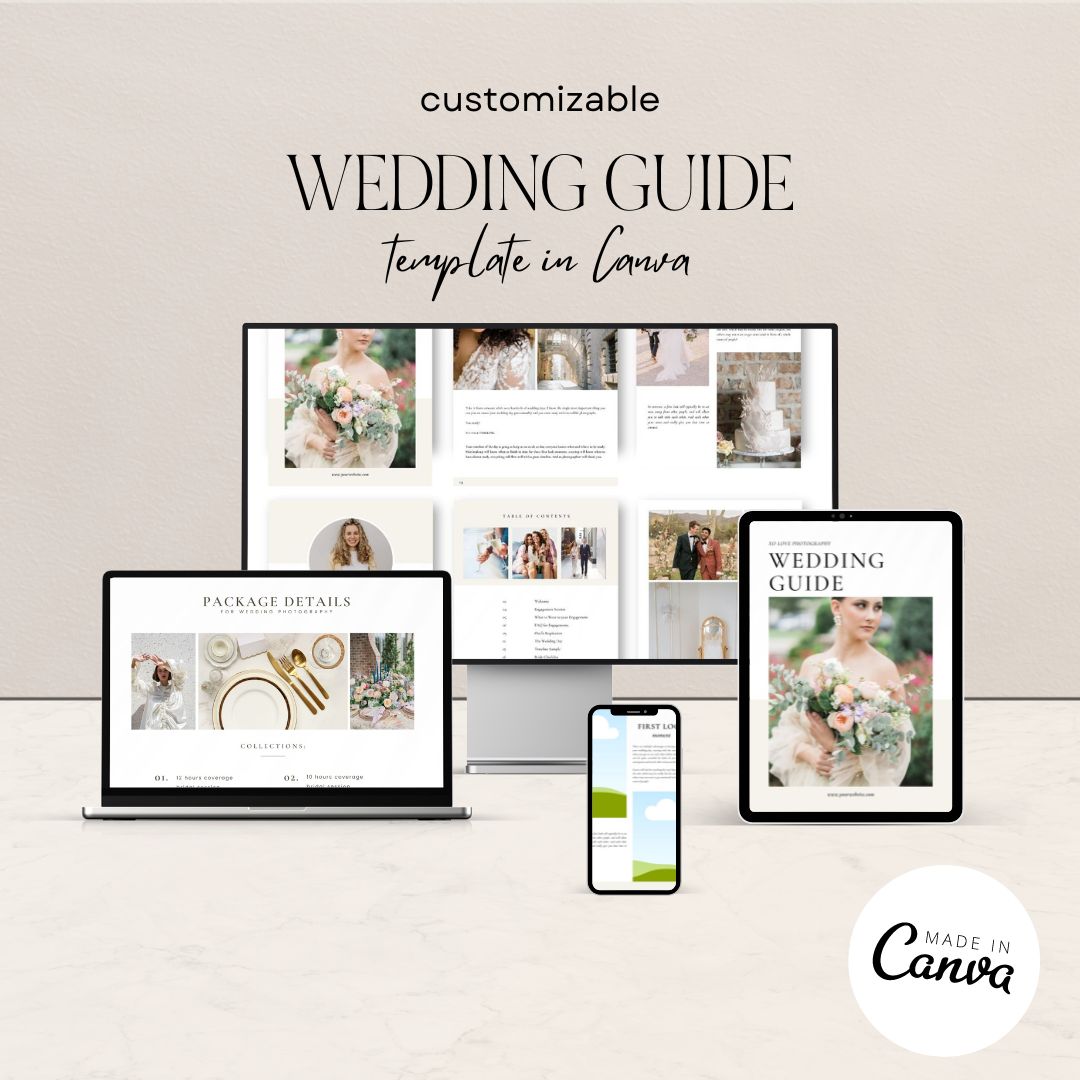 customizable wedding guide template in canva