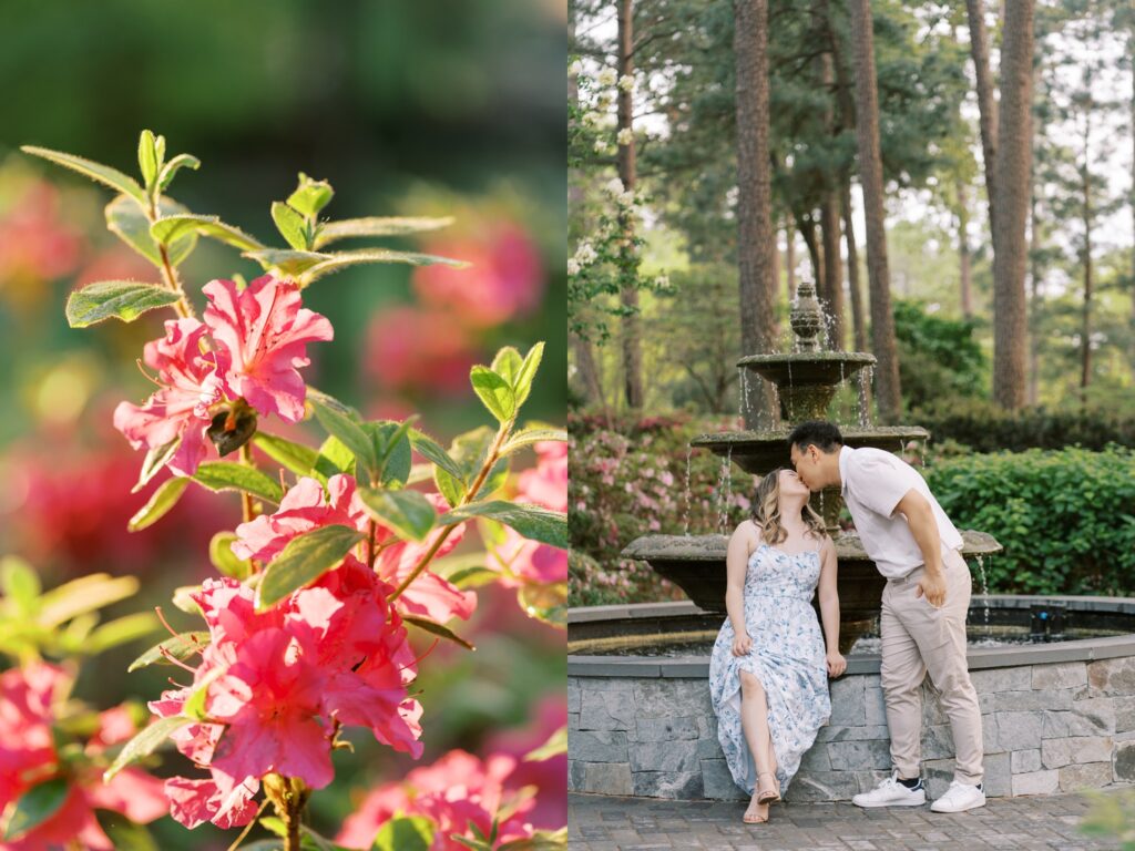 wral azalea garden engagement photography by rae marshall - couple smiling