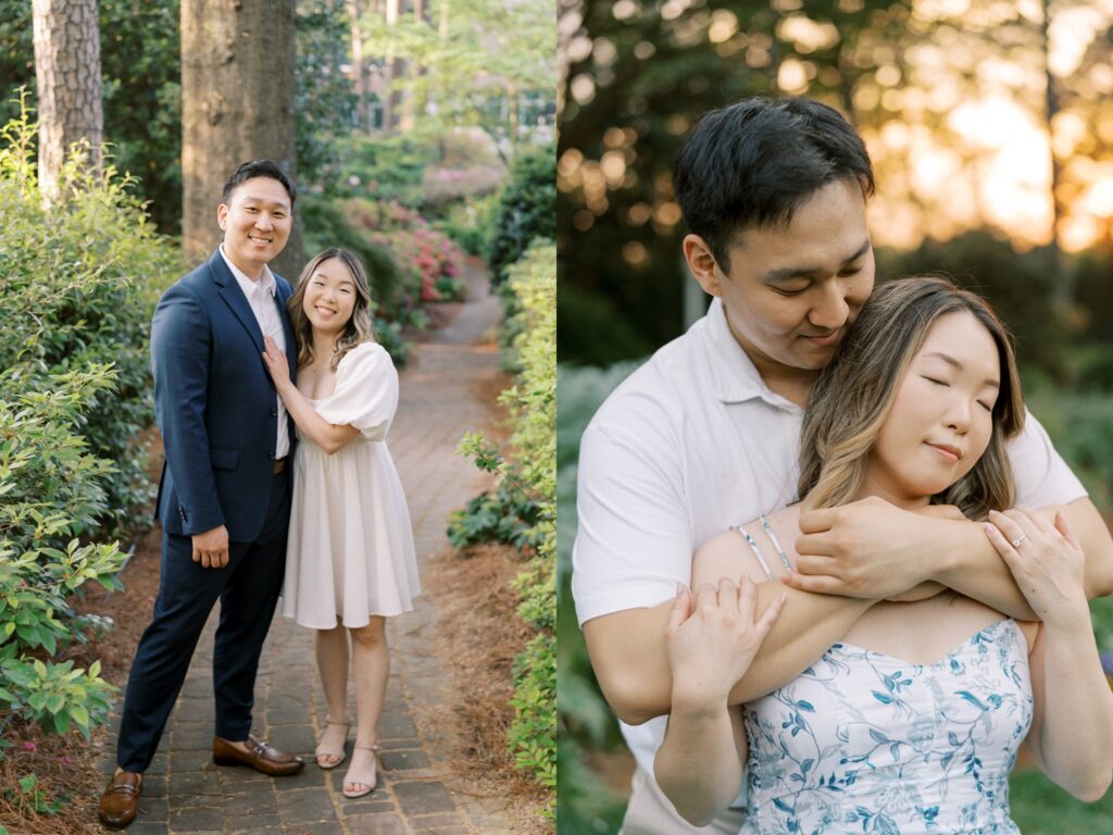 wral azalea garden engagement photography by rae marshall - couple smiling