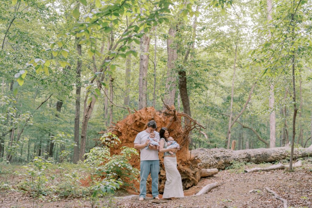 Umstead park family photography by Rae Marshall with twins in Raleigh, North Carolina.