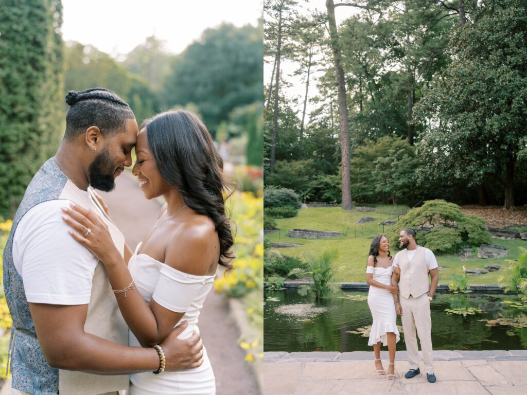 downtown durham engagement session by photographer Rae Marshall in Raleigh, NC at Duke Gardens