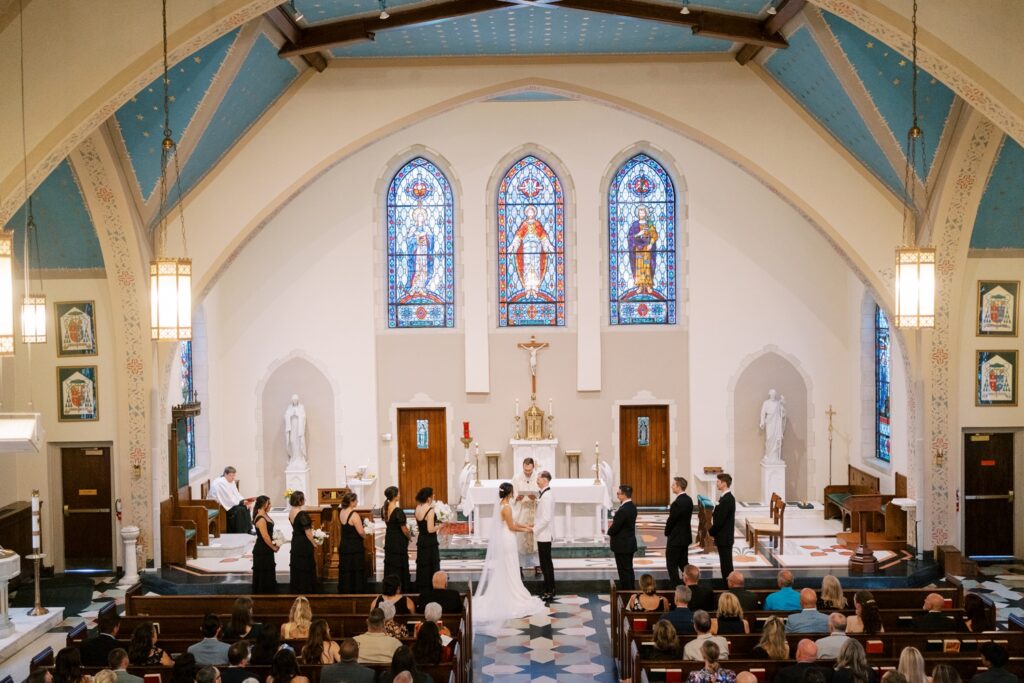 sacred heart church wedding ceremony wedding day raleigh photography