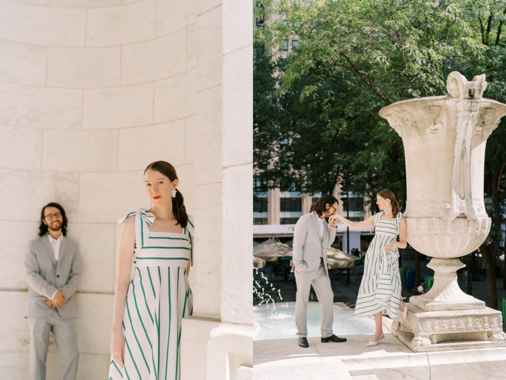 nyc fifth avenue engagement photography at the new york public library