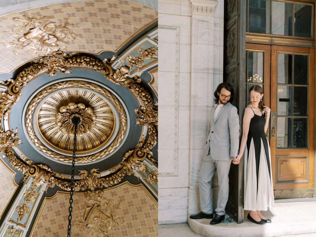 nyc fifth avenue engagement photography at the new york public library