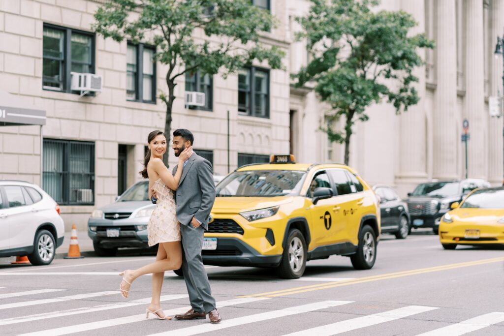 nyc wedding and elopement photographer with taxis street